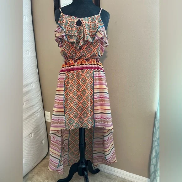 Multicolor Tribal Print Hi Low Dress - Picture 6 of 10